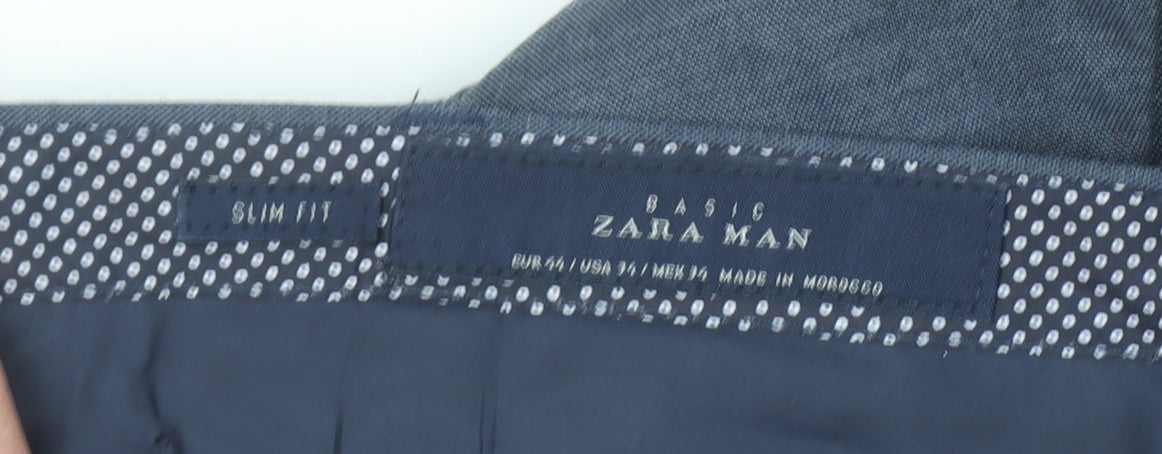 Zara Man Slim Fit Blue Dress Pants Men's M Casual Workwear Trousers