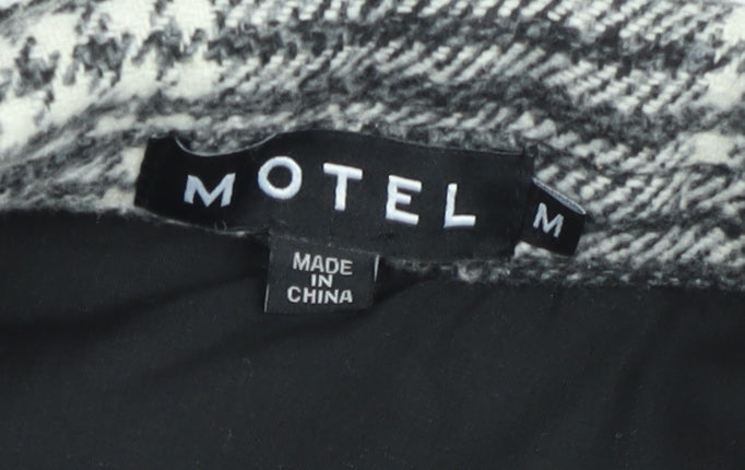 Motel Women’s Black Check Shacket Jacket Size M Checked Button Up Coat