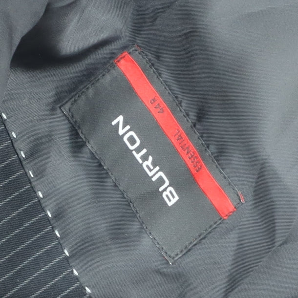 Burton Men’s Black Pinstripe 44R Regular Fit Suit Jacket