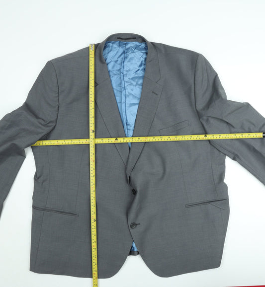 Yunsa Grey Men's Suit Jacket 56S Wool Blend Classic Fit