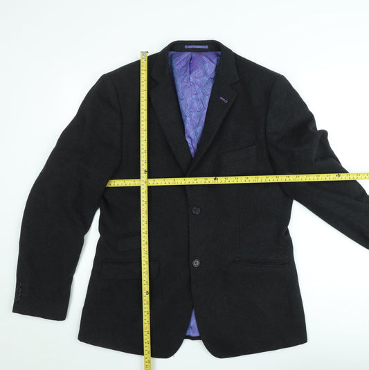 FERAUD Men's Black Wool Blazer Jacket 42 Regular Classic Fit