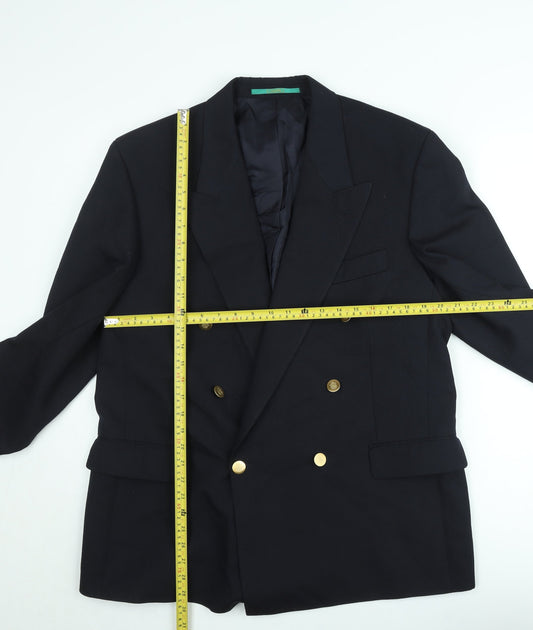 Canda Men's Navy Wool Double-Breasted Blazer Size 38 Regular