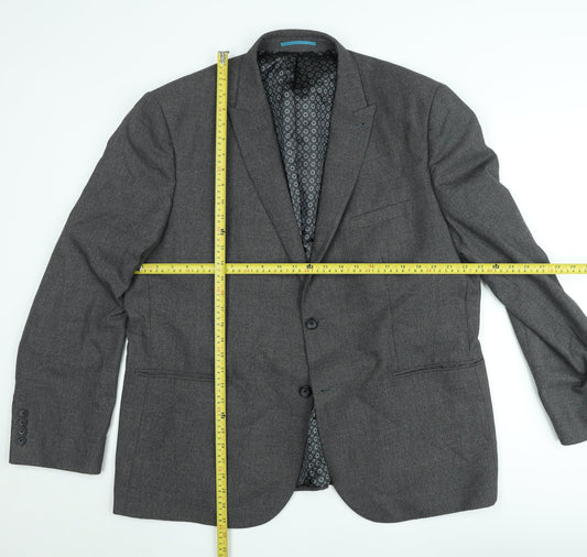 Next Men’s Grey Tailored Fit Blazer Jacket 46R Wool Blend