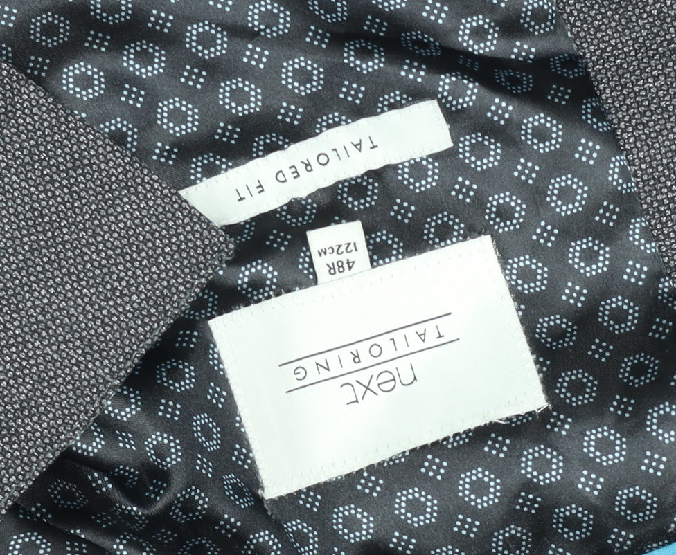 Next Men’s Grey Tailored Fit Blazer Jacket 46R Wool Blend