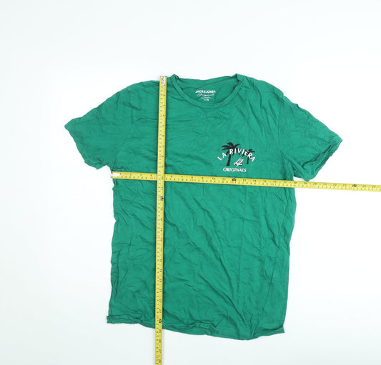 Jack & Jones Mens Green M La Riviera Originals Cotton T-Shirt