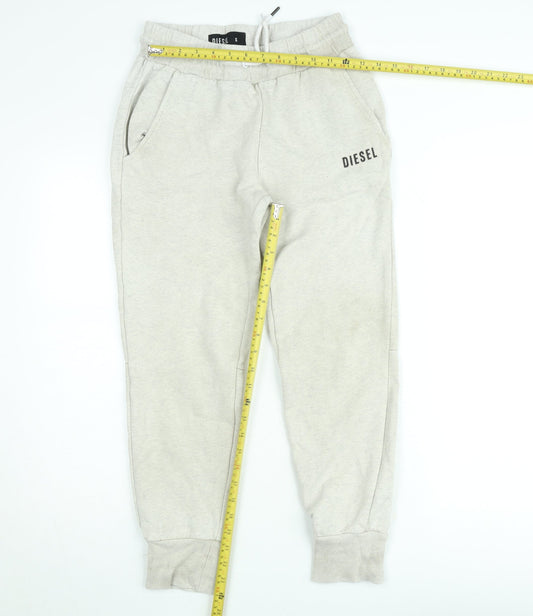 Diesel Men’s Beige Jogger Trousers S Regular Fit Cotton Blend