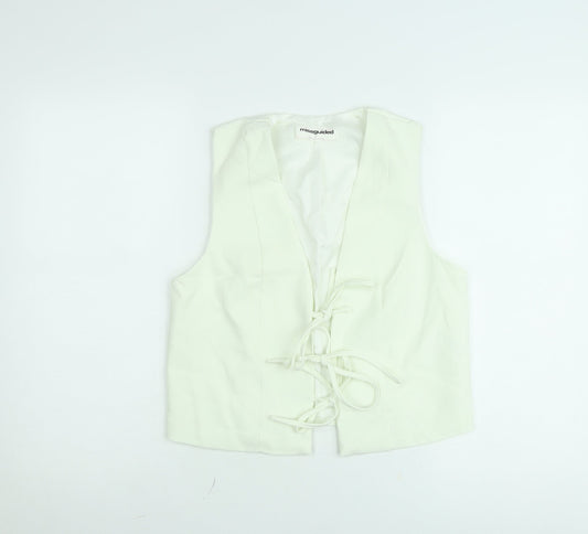 Additional front view of Missguided Women’s Ivory Cropped Lace Up Sleeveless Blouse, size S