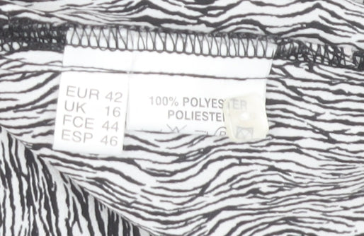 Fosby Women’s Grey Animal Print Button-Up Long Sleeve Shirt Size 16