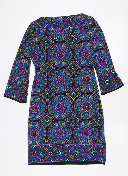 Wallis Petite Women’s Multicoloured Geometric Jersey Shift Dress Size 8