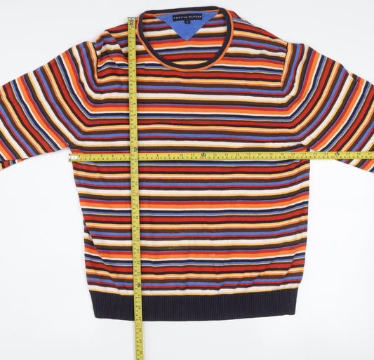 Tommy Hilfiger Men's Multicoloured Striped Cotton Crew Neck Jumper XL