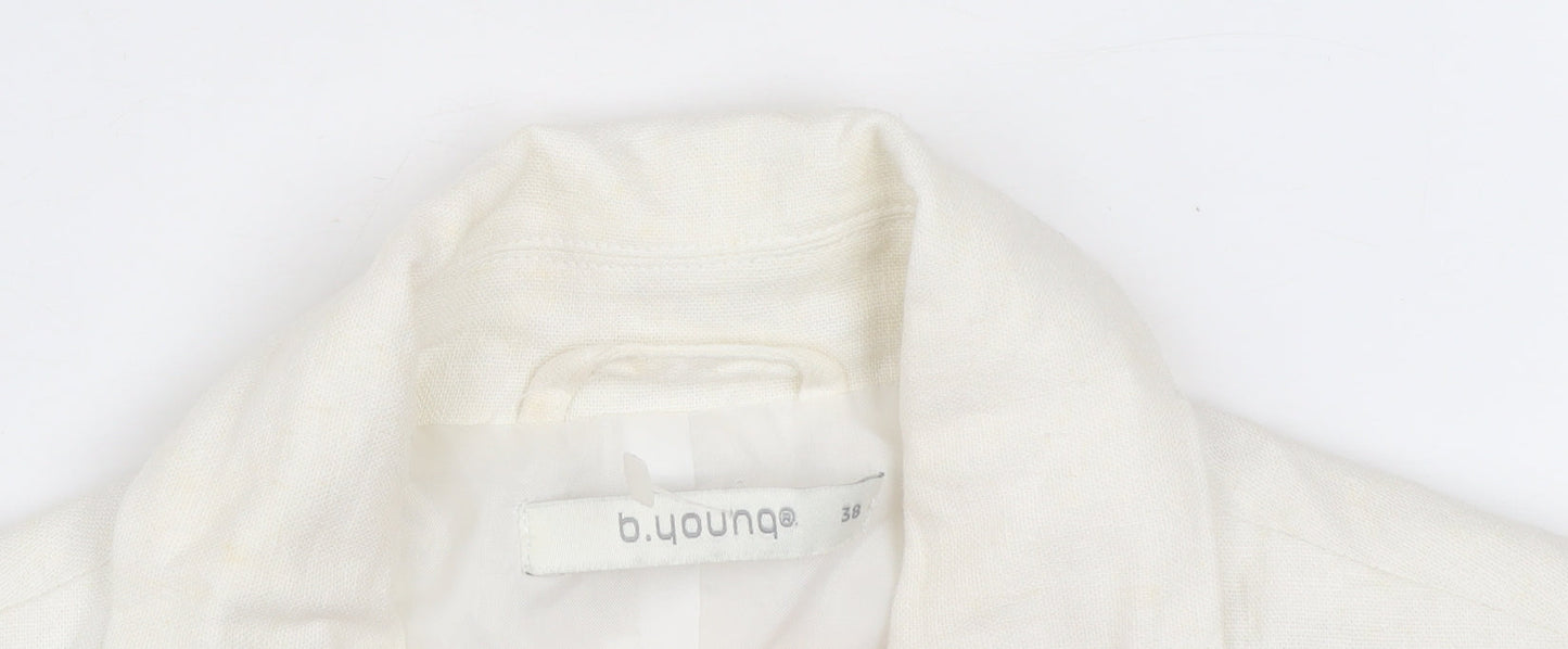 b.young Women Ivory Linen Blend Tailored Blazer Size 10