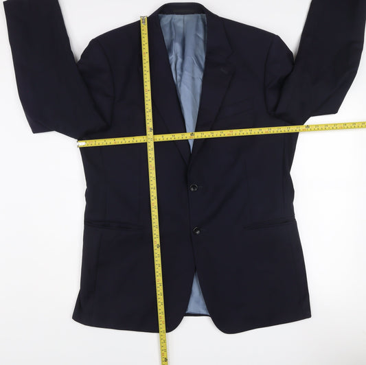 Austin Reed Men's Blue Wool 44R Single-Breasted Blazer