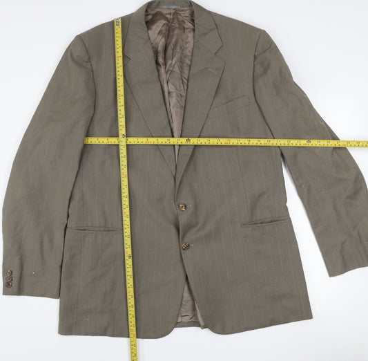 Chester Barrie Men’s Brown Pinstripe 46 Long Wool Single-Breasted Blazer