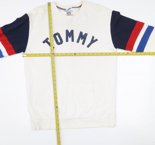 Tommy Jeans Men’s White Relaxed Fit Graphic Sweatshirt Size S