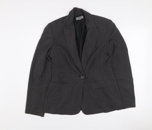 Marks and Spencer Women's Black Mix Size 12 Standard Fit Single-Breasted Blazer