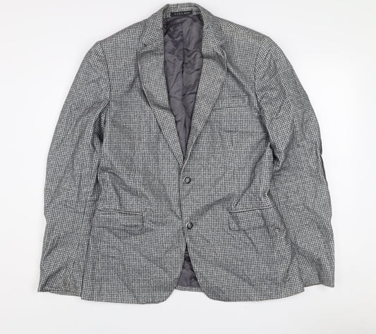 Zara Man Men's Grey Check Wool Blend Slim Fit Blazer Jacket 38R