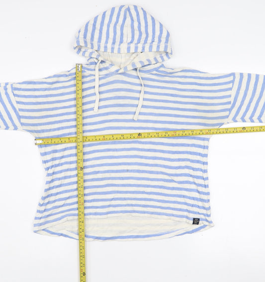 Superdry Women’s Blue Stripe Hoodie Small Cotton Pullover Casual