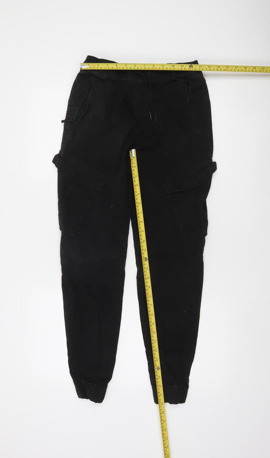 Diesel Men’s Black Cargo Trousers S Regular Fit Cotton Blend