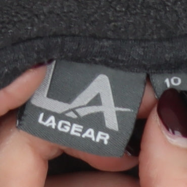 LA Gear Womens Black Fleece Full Zip Jacket Size 10