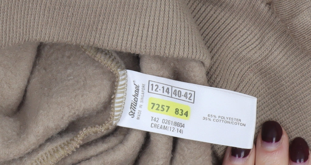 Marks and Spencer Women Beige Cream 1/4 Zip Sweatshirt Size 12-14