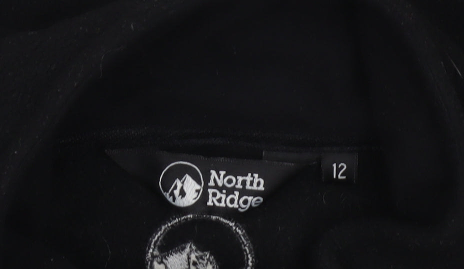North Ridge Women Black Fleece Full Zip Jacket Size 12