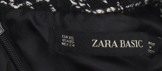 Zara Basic Women's Black Tweed Sleeveless Playsuit XS Bouclé Look