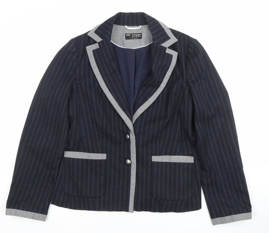 Marks and Spencer Women Blue Pinstripe Wool Blend Blazer UK 12
