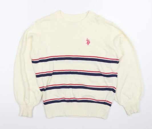 Girls UK Size 6-8 Years U.S. Polo Assn. Ivory Pullover Jumper