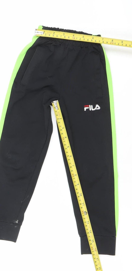 Fila Boys Black Green Jogger Active Trousers 6 Years