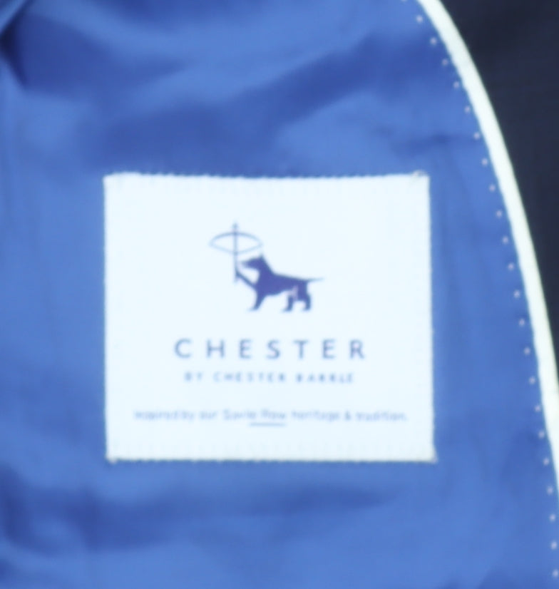 Chester Barrie Men's Blue Wool Cashmere Single-Breasted Blazer 39R