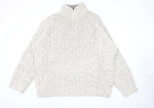Marks and Spencer Men’s Beige 2XL Half Zip Wool Blend Jumper