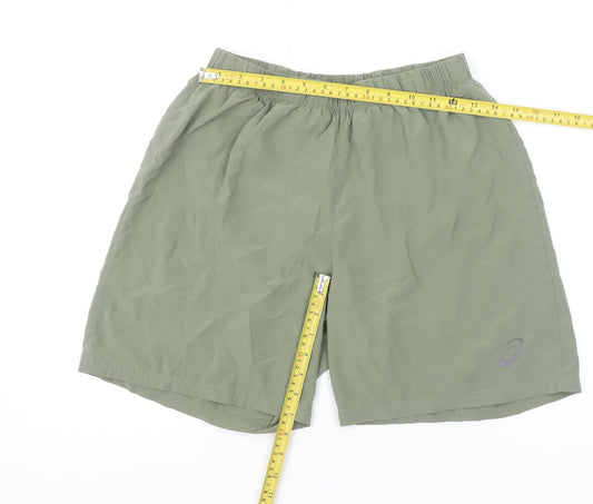 ASICS Men's Green MotionDry Running Shorts Size M Lightweight Quick Dry