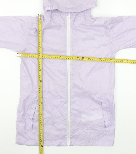 Regatta Girls Purple Hooded Rain Coat 11-12 Years Lightweight Jacket
