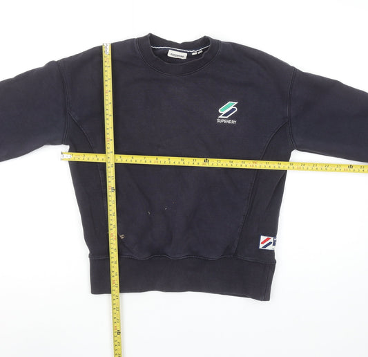 Superdry Women's Black Crew Neck Pullover Sweatshirt UK 8
