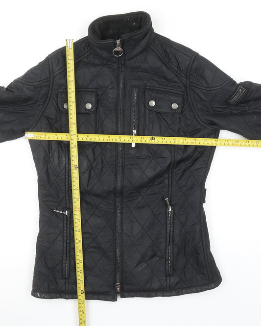 Barbour International Women's Black Quilted Mid-Length Jacket UK 8