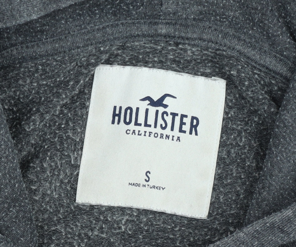 Hollister Womens Grey Pullover Hoodie Small Logo Graphic Casual