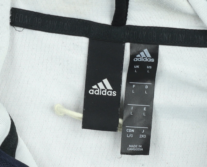 Mens UK Size L adidas Blue Full Zip Hoodie