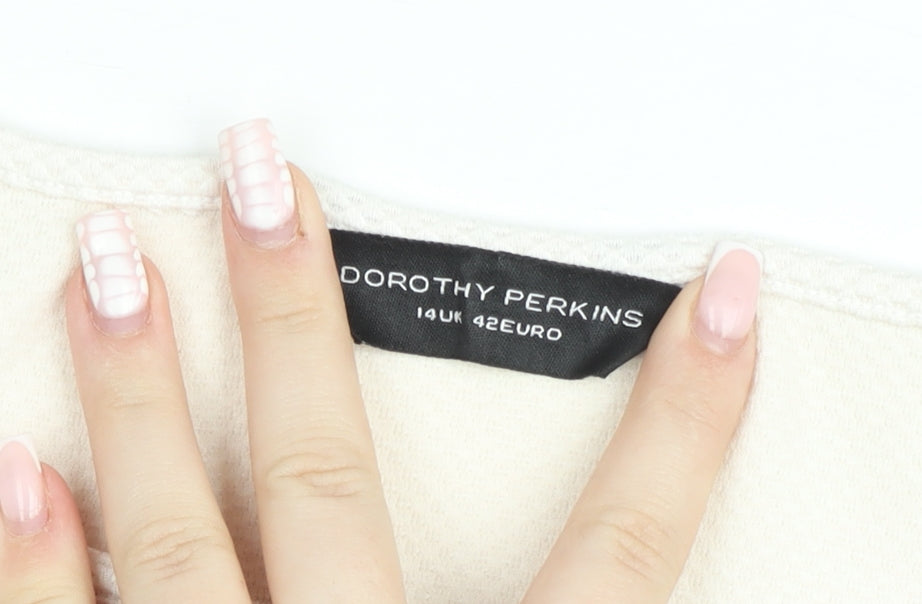 Dorothy Perkins Women’s Ivory Short Sleeve Stretch T-Shirt Size 14