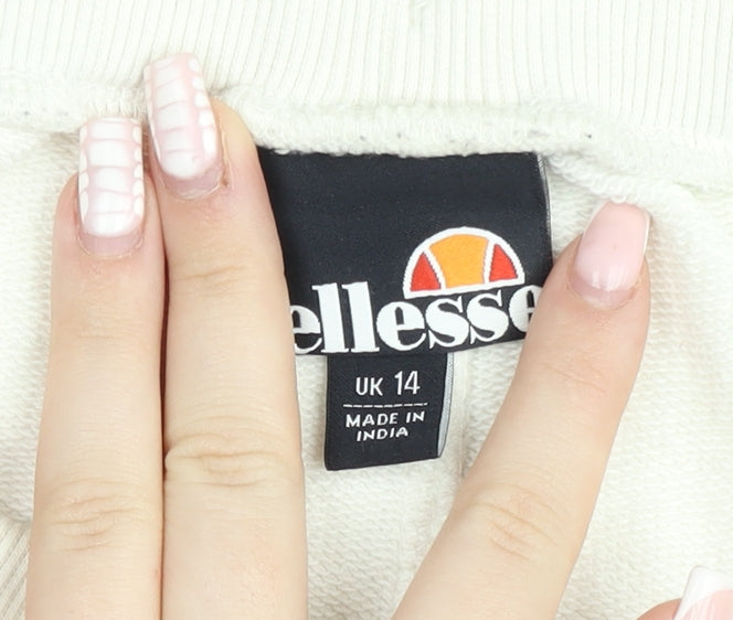 Ellesse Women Ivory Sweat Shorts UK 14 Casual Gym Style