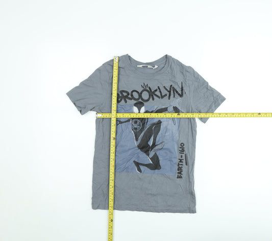 H&M Boys Grey Spider-Man T-Shirt 11-12 Years Marvel Graphic Cotton Top