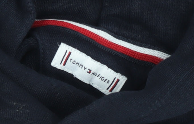 Tommy Hilfiger Girls Black Hoodie 12 Years Pullover Logo Sweatshirt