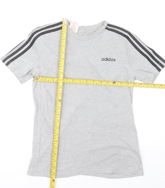 Adidas Boys Grey 11-12 Years Short Sleeve Crew Neck Sports T-Shirt