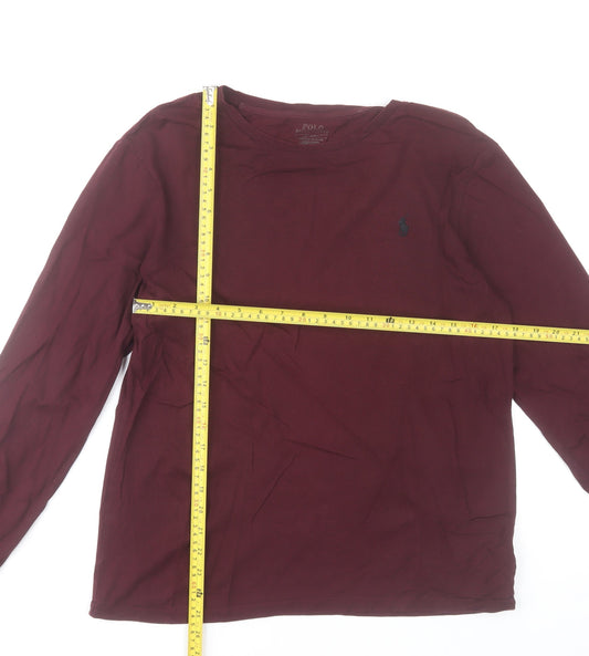 Ralph Lauren Men's Burgundy Long Sleeve Slim Fit Cotton T-Shirt Size L