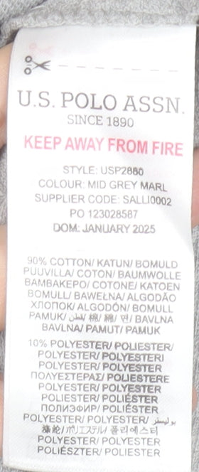 U.S. Polo Assn. Boys Grey Polo Shirt 15-16 Years Regular Fit Casual Top