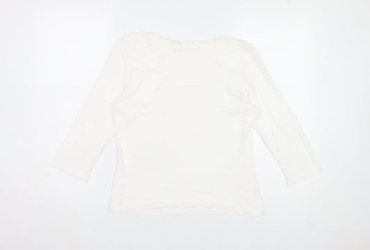 Berkertex Women’s White Lace Neck 3/4 Sleeve Viscose Top Size 16