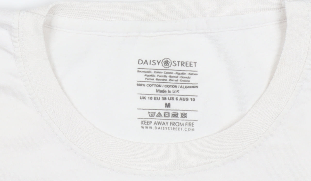 Daisy Street Women’s White Self Care Graphic T-Shirt Size 10 M