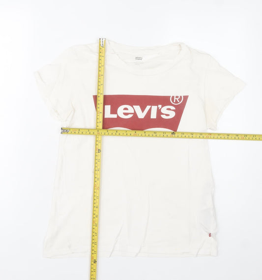 Levi's Women's White Cotton Short Sleeve Logo T-Shirt Size S