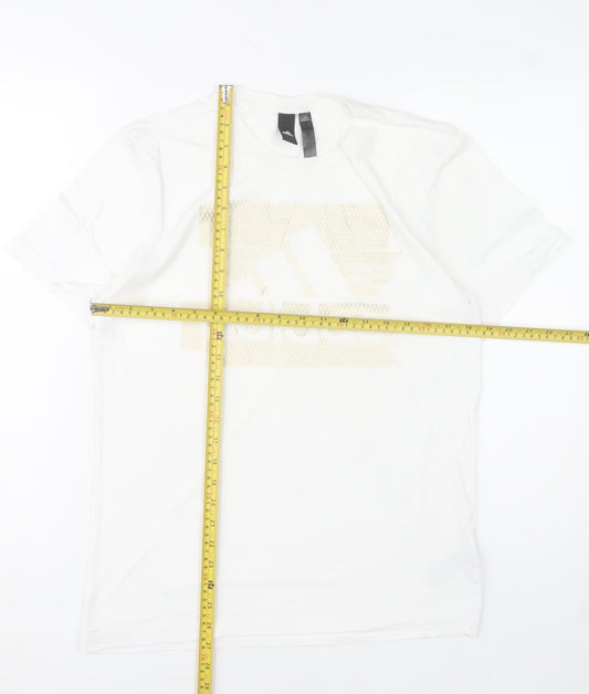Adidas Men's White Crew Neck Graphic Print T-Shirt Size S