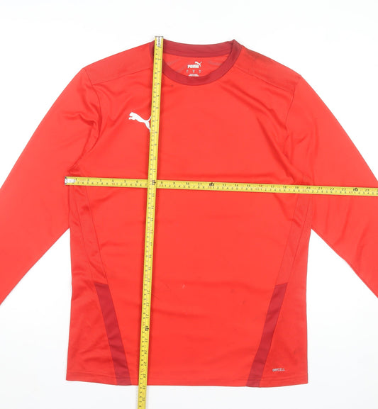 Puma Men's Red Long Sleeve Athletic Football Training Top L