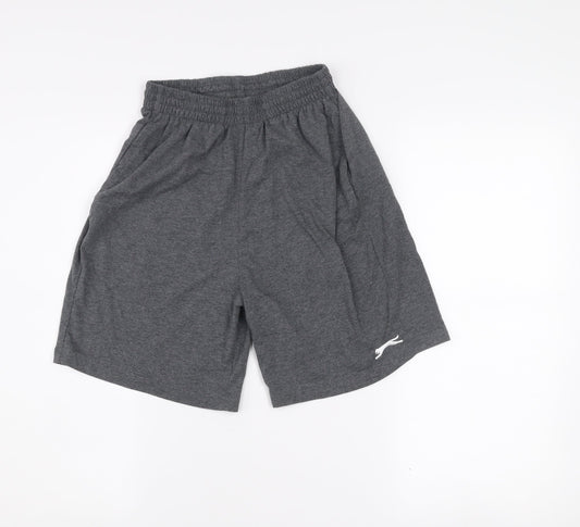 Slazenger Men's Grey Athletic Shorts S Elastic Waist Gym Training